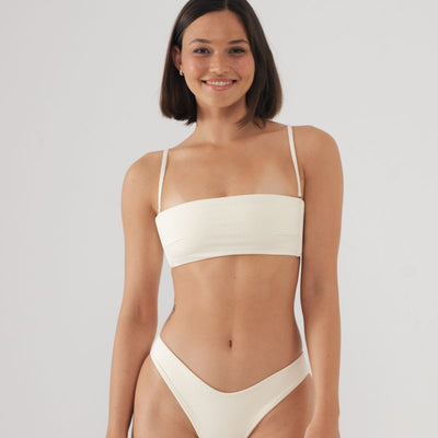 Cream Rib Summer Bikini Top