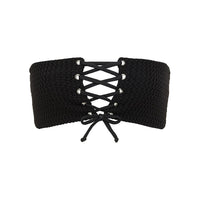 Black Crochet Corset Bikini Top