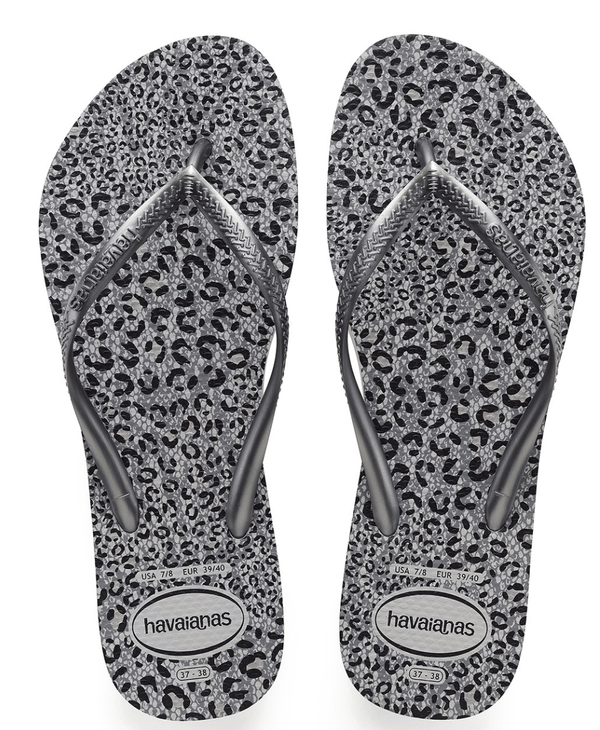 Steel Grey/Metallic Graphite Animal Slim Sandals