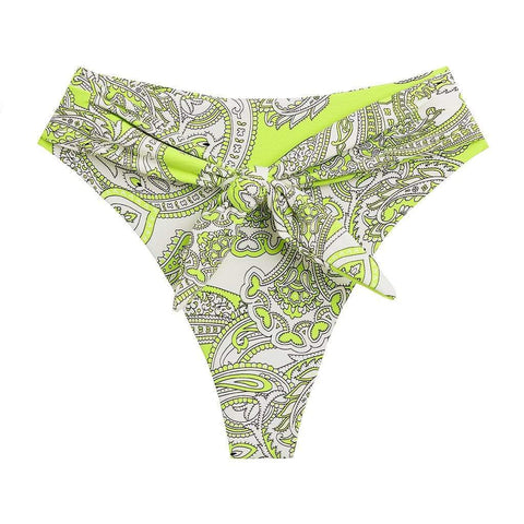 Chartreuse Paisley Paula Tie-Up Bikini Bottom