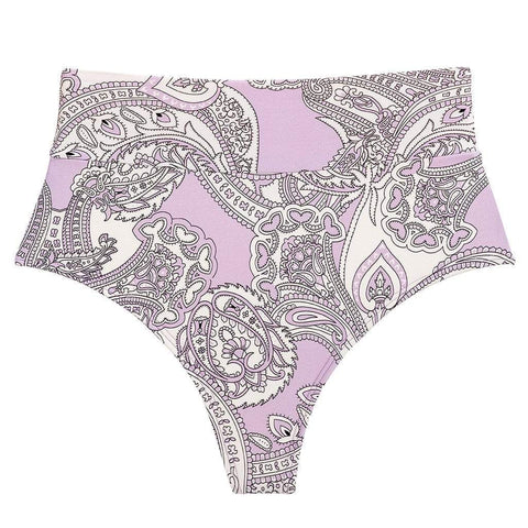 Lilac Paisley Added Coverage High Rise Bikini bottom