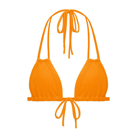 Melon Micro Rib Euro Bows Bikini Top
