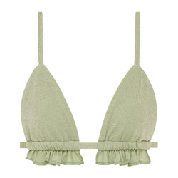 Jade Sparkle Ruffle Triangle Bikini Top