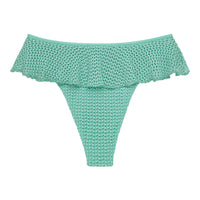 Turquoise Crochet Tamarindo Ruffle Bikini Bottom