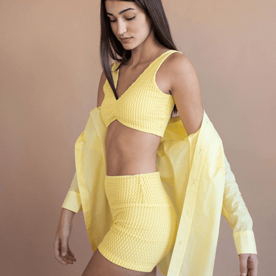 Yellow Crochet Bike Short
