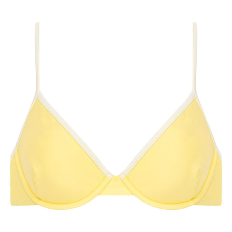 Yellow Pastel Cream Binded Dainty Bikini Top